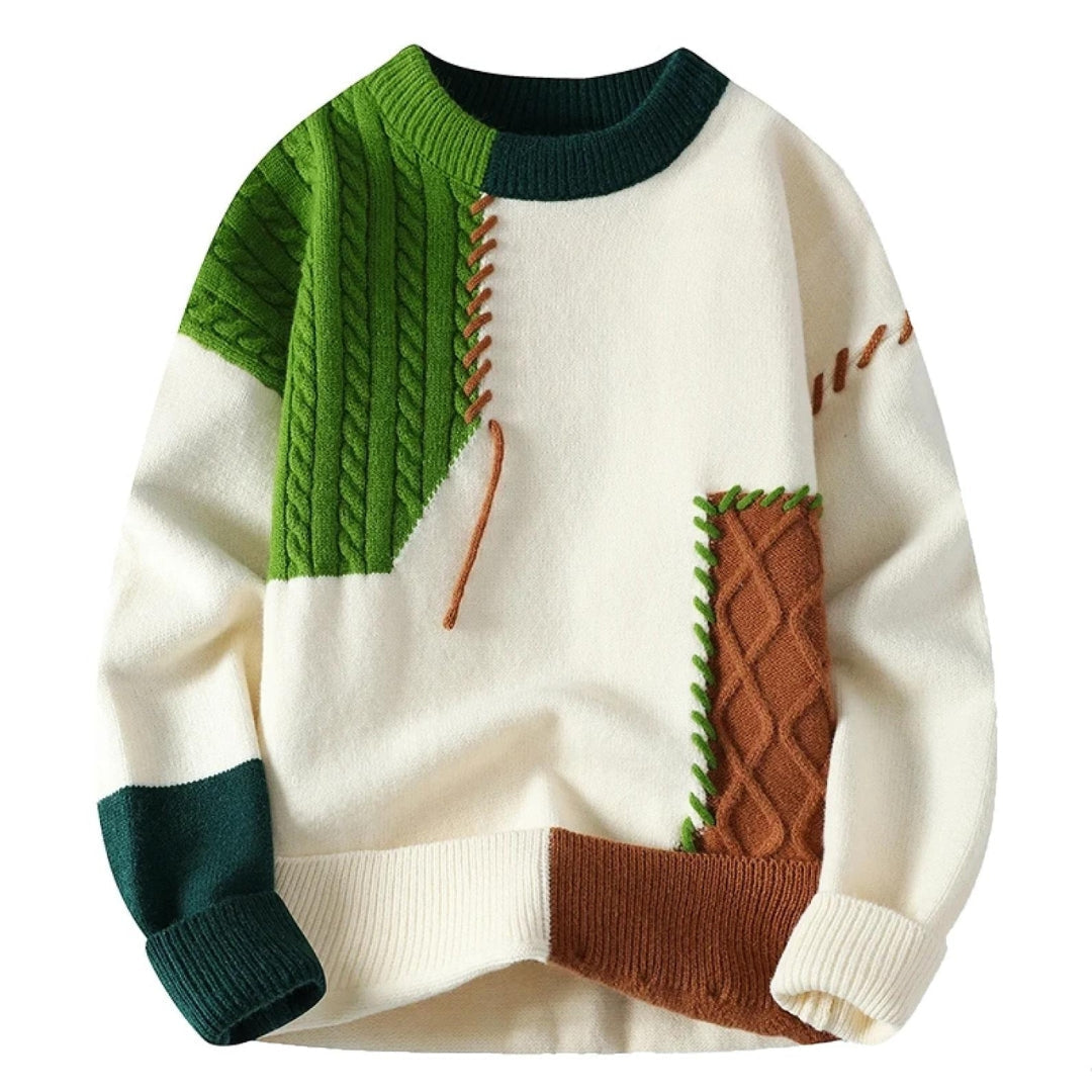Giulio - Elegante maglione patchwork lavorato