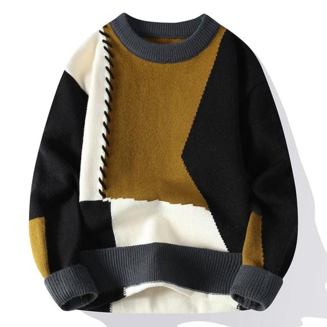 Giulio - Elegante maglione patchwork lavorato