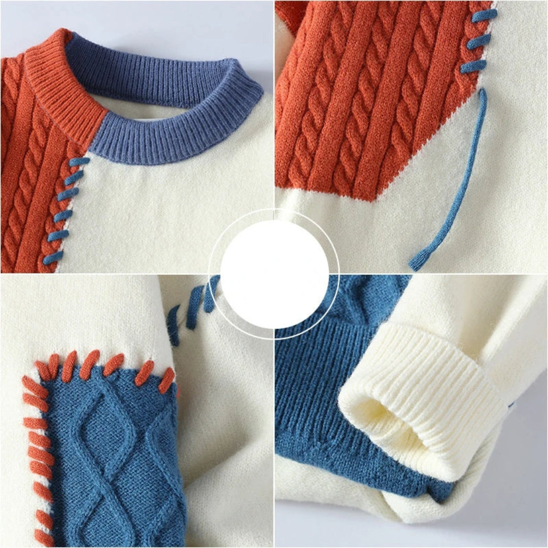 Giulio - Elegante maglione patchwork lavorato