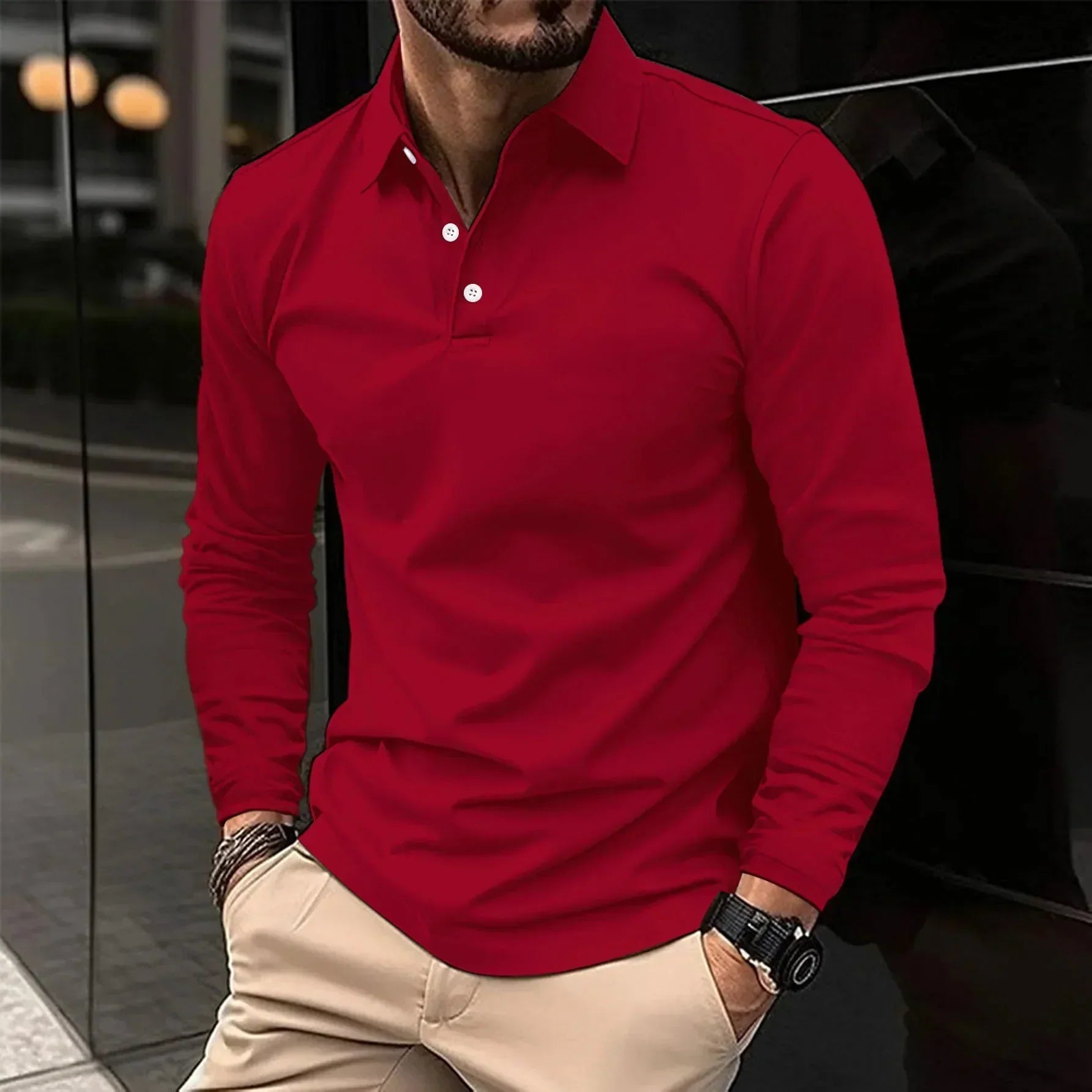 Jannik - Polo casual a maniche lunghe