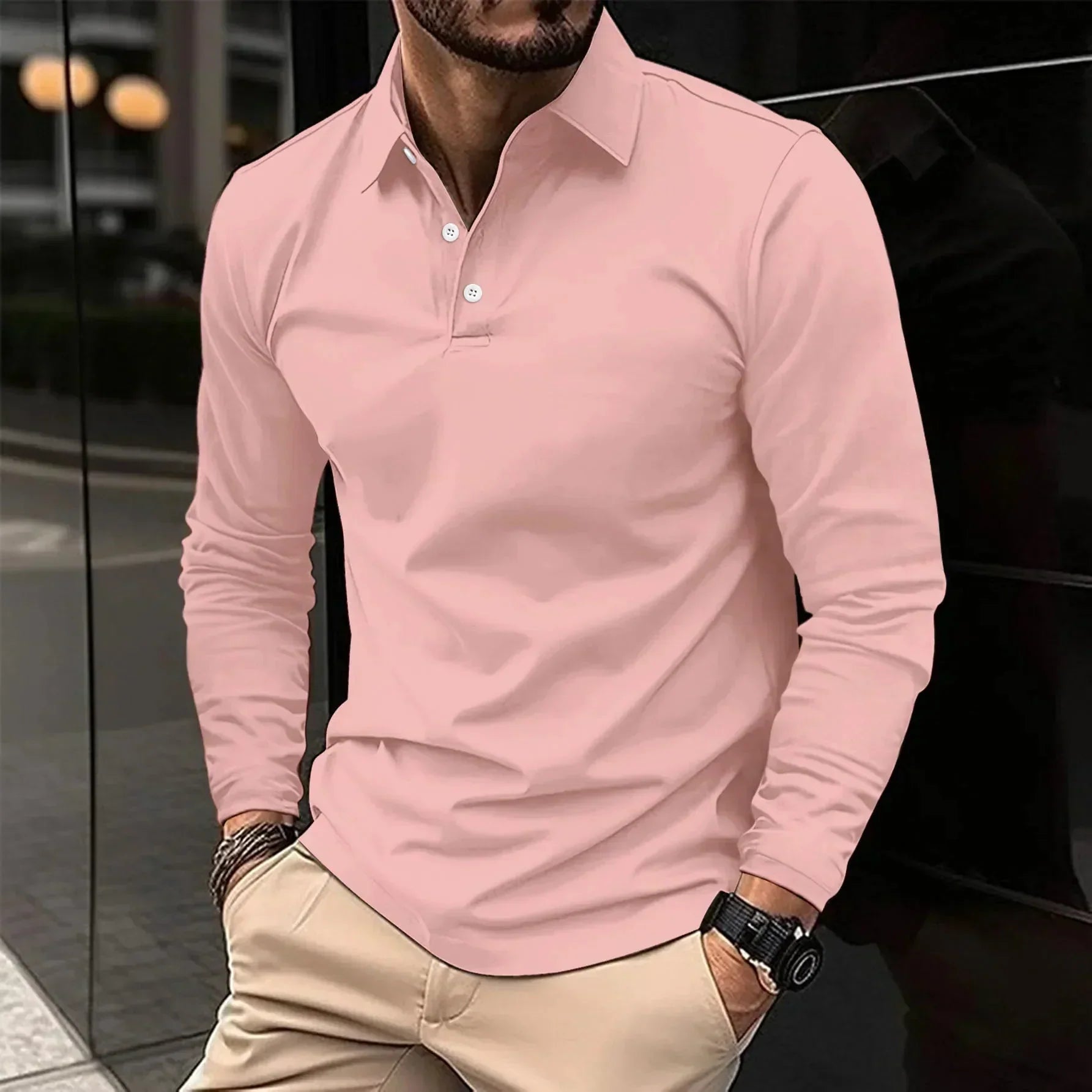 Jannik - Polo casual a maniche lunghe