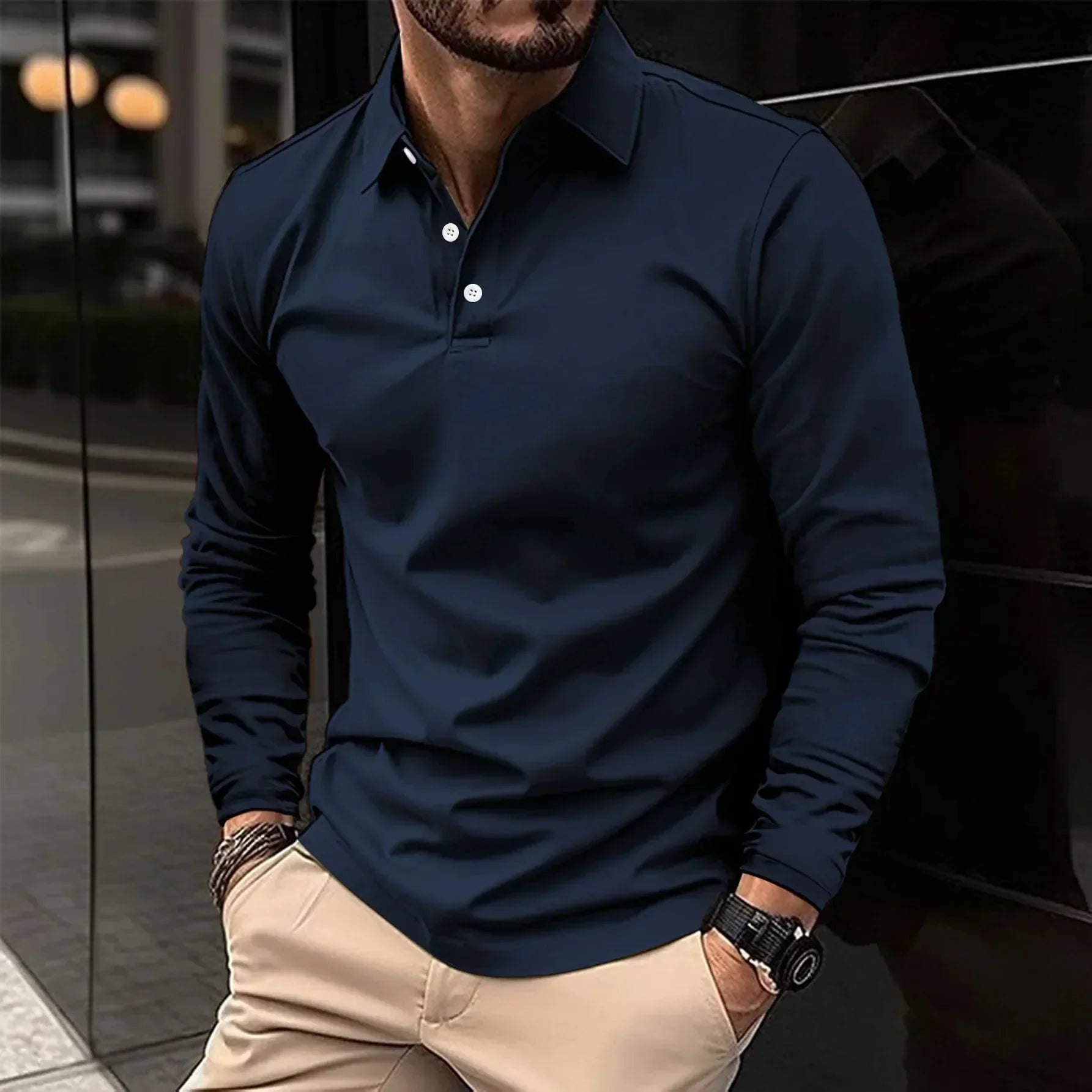 Jannik - Polo casual a maniche lunghe